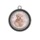 Pendentif Cabochon Argent - nounours