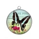 Pendentif Cabochon Argent - papillon