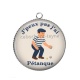 Pendentif Cabochon Argent - j'peux pas j'ai pétanque