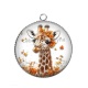Pendentif Cabochon Argent - girafe