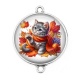 Connecteur Cabochon Argent - chat