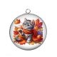 Pendentif Cabochon Argent - chat