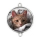 Connecteur Cabochon Argent - chat
