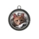 Pendentif Cabochon Argent - chat