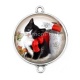 Connecteur Cabochon Argent - chat