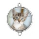 Connecteur Cabochon Argent - chat