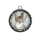 Pendentif Cabochon Argent - chat
