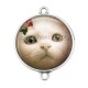 Connecteur Cabochon Argent - chat