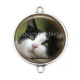 Connecteur Cabochon Argent - chat