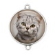Connecteur Cabochon Argent - chat