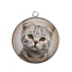 Pendentif Cabochon Argent - chat