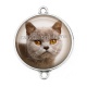 Connecteur Cabochon Argent - chat