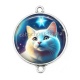 Connecteur Cabochon Argent - chat