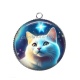 Pendentif Cabochon Argent - chat