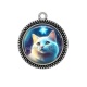 Pendentif Cabochon Argent - chat