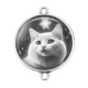 Connecteur Cabochon Argent - chat