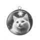 Pendentif Cabochon Argent - chat