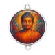 Connecteur Cabochon Argent - bouddha méditation