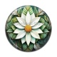 Cabochon Résine - fleur ton blanche et vert