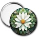 Miroir de poche - fleur ton blanche et vert