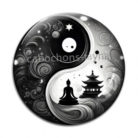 Cabochon Verre - yin yan méditation