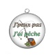 Pendentif Cabochon Argent - j'peux pas j'ai pêche