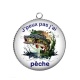 Pendentif Cabochon Argent - j'peux pas j'ai pêche