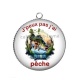 Pendentif Cabochon Argent - j'peux pas j'ai pêche