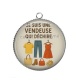 Pendentif Cabochon Argent - je suis une vendeuse qui déchire