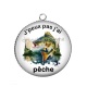 Pendentif Cabochon Argent - j'peux pas j'ai pêche