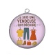 Pendentif Cabochon Argent - je suis une vendeuse qui déchire