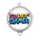 Connecteur Cabochon Argent - super gamer