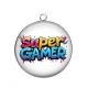 Pendentif Cabochon Argent - super gamer