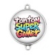 Connecteur Cabochon Argent - super tonton gamer