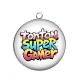 Pendentif Cabochon Argent - super tonton gamer