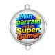 Connecteur Cabochon Argent - mon parrain c'est un super gamer