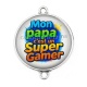Connecteur Cabochon Argent - mon papa c'est un super gamer