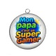 Pendentif Cabochon Argent - mon papa c'est un super gamer