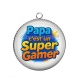 Pendentif Cabochon Argent - papa c'est un super gamer