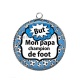 Pendentif Cabochon Argent - mon papa champion de foot