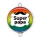 Connecteur Cabochon Argent - super papa
