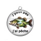Pendentif Cabochon Argent - j'peux pas j'ai pêche