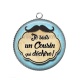 Pendentif Cabochon Argent - je suis un cousin qui déchire