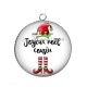 Pendentif Cabochon Argent - joyeux noël cousin