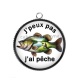 Pendentif Cabochon Argent - j'peux pas j'ai pêche