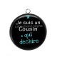 Pendentif Cabochon Argent - je suis un cousin qui déchire
