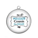 Pendentif Cabochon Argent - meilleur cousin du monde