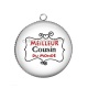 Pendentif Cabochon Argent - meilleur cousin du monde