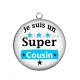 Pendentif Cabochon Argent - je suis un super cousin