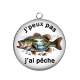 Pendentif Cabochon Argent - j'peux pas j'ai pêche